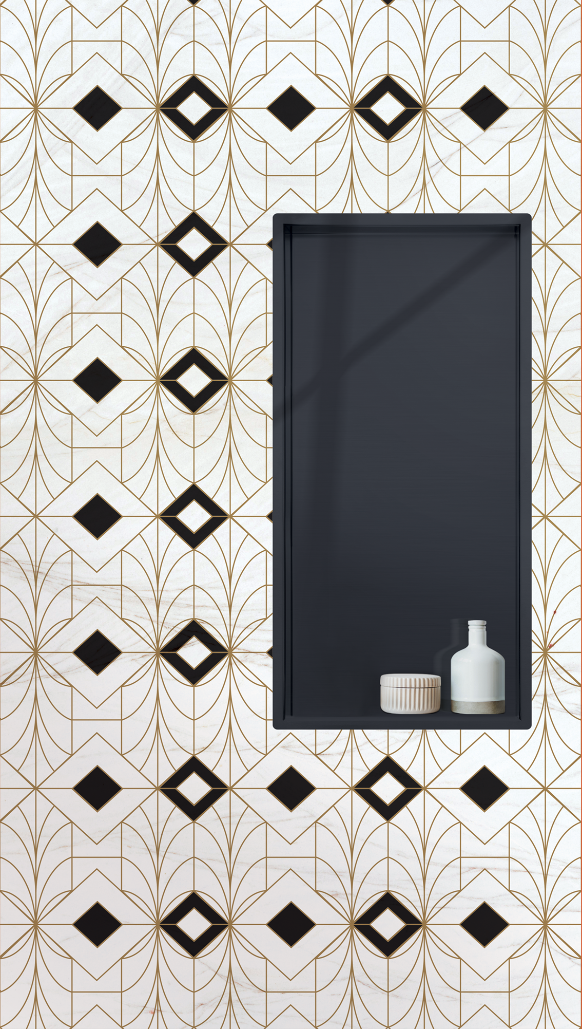 Niche de douche Décofast inox laqué noir 300x600 mm design et étanche
