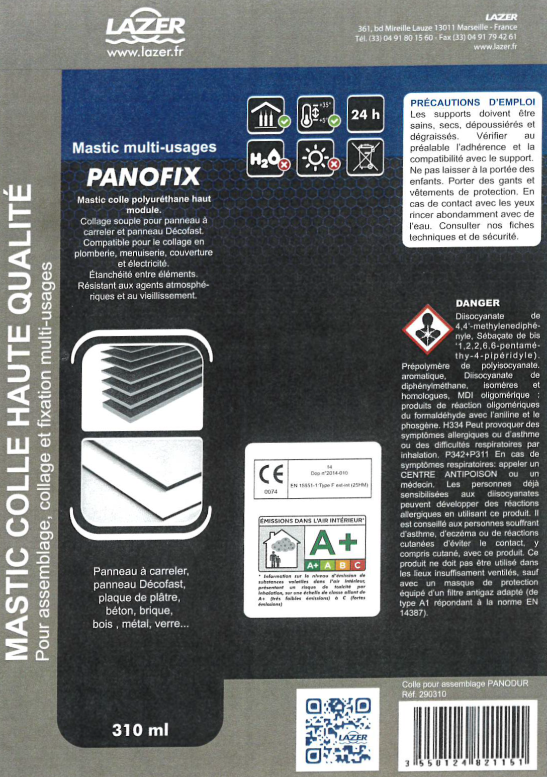 Mastic Colle Pour Assemblage Panodur - Lazer