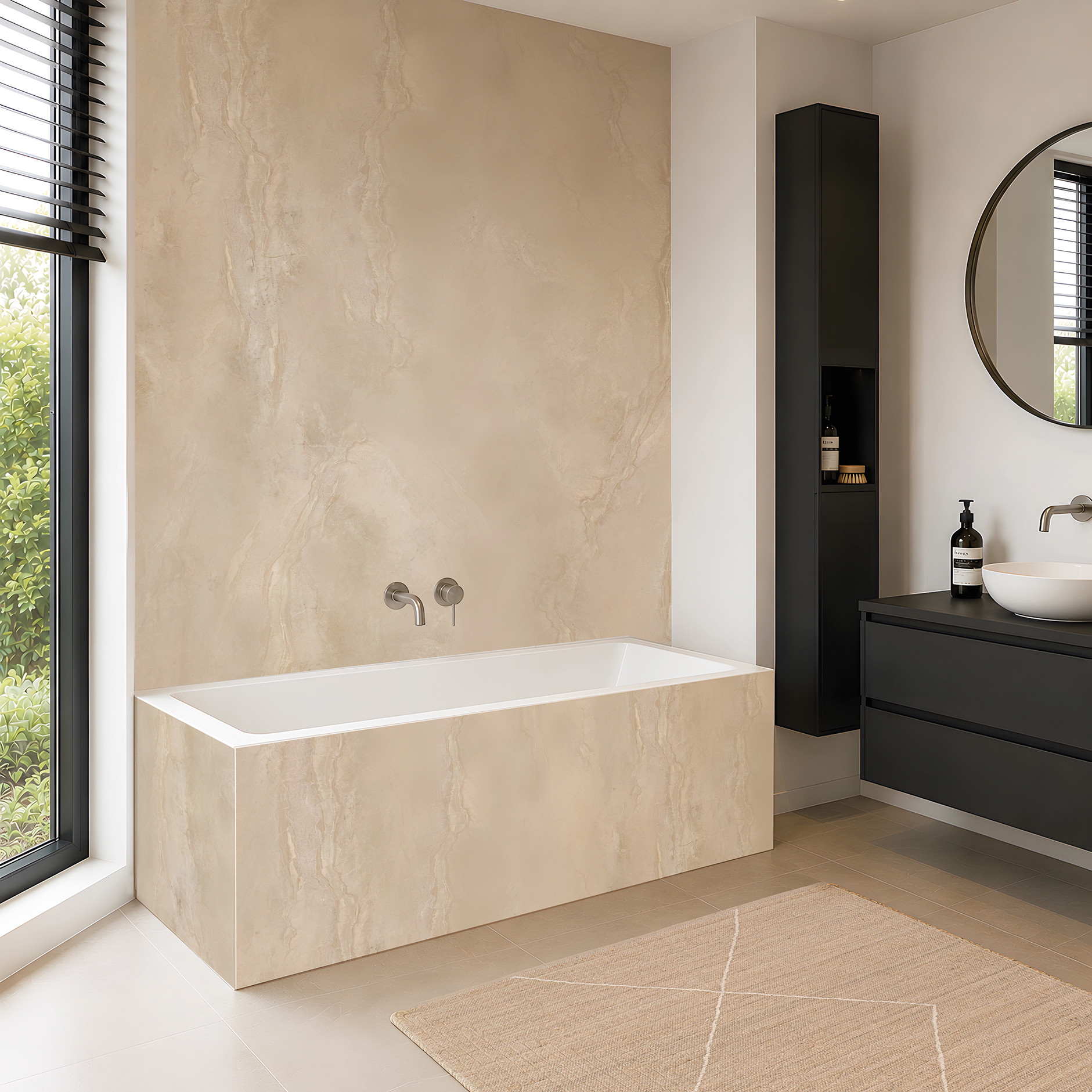 Panneau mural douche Décofast marbre Cappuccino mat design et étanche