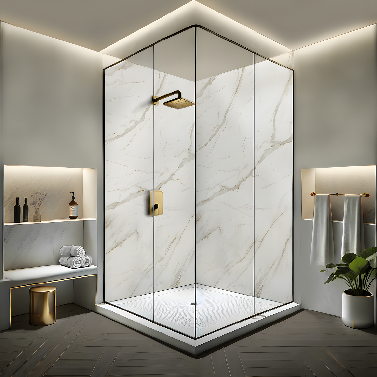 Panneau mural douche Décofast marbre Marbre Gold mat design et étanche