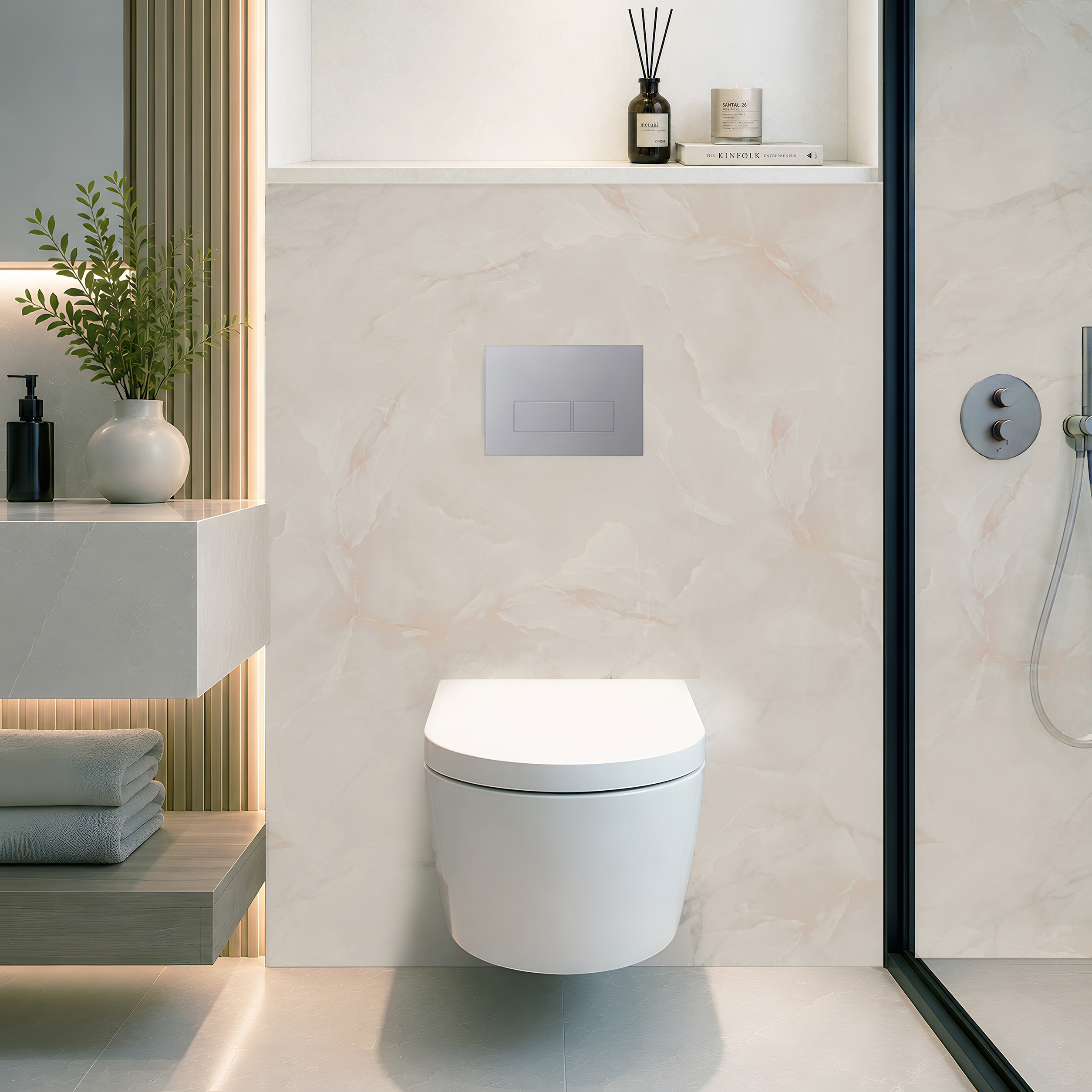 Panneau mural douche Décofast marbre Onyx Blanc mat design et étanche