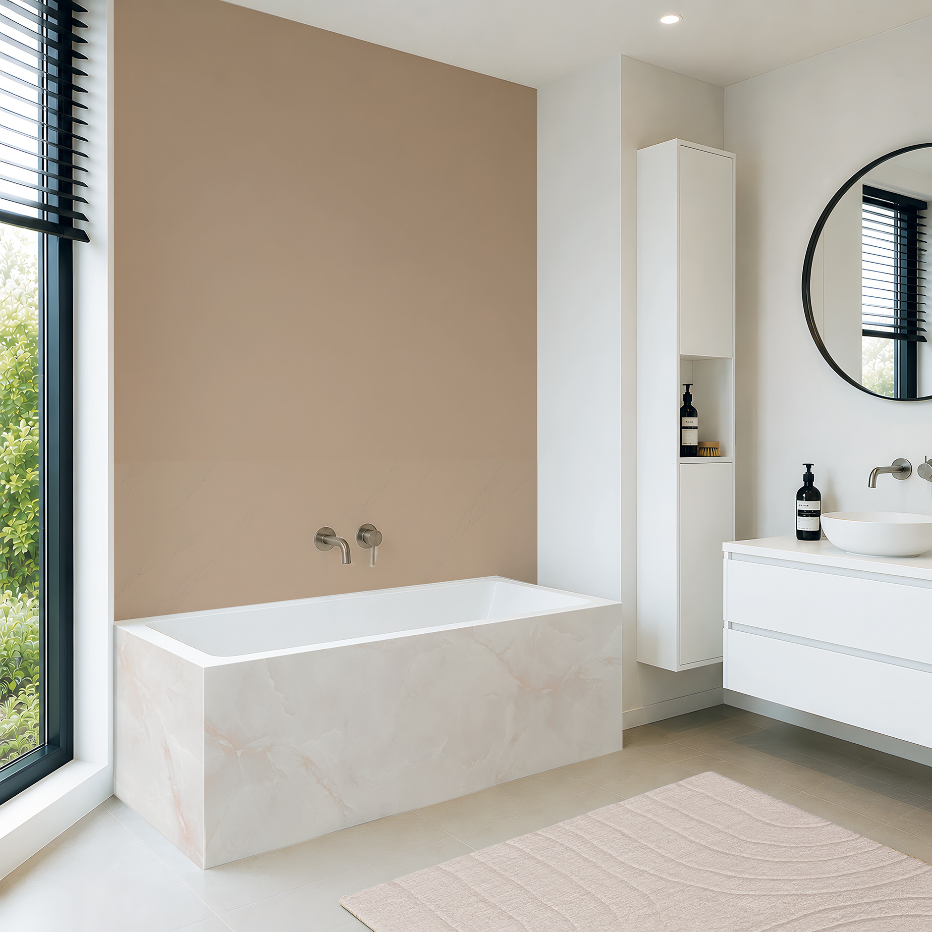 Panneau mural douche Décofast marbre Onyx Blanc mat design et étanche