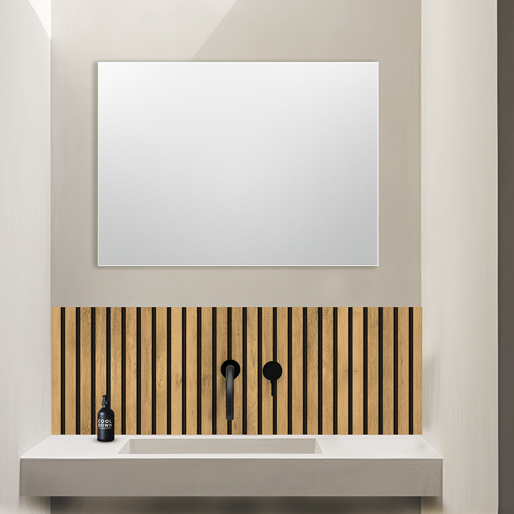 Panneau mural douche Décofast bois Orme Tasseaux Vertical design et étanche