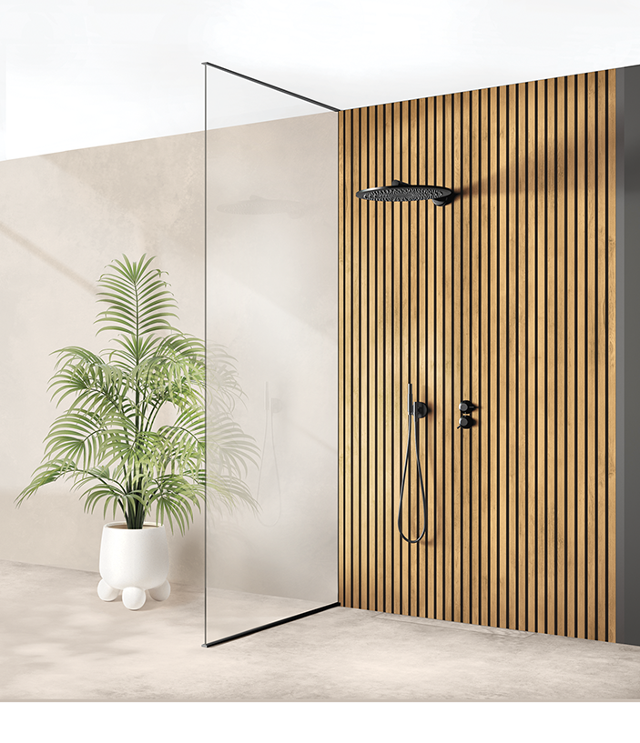 Panneau mural douche Décofast bois Orme Tasseaux Vertical design et étanche
