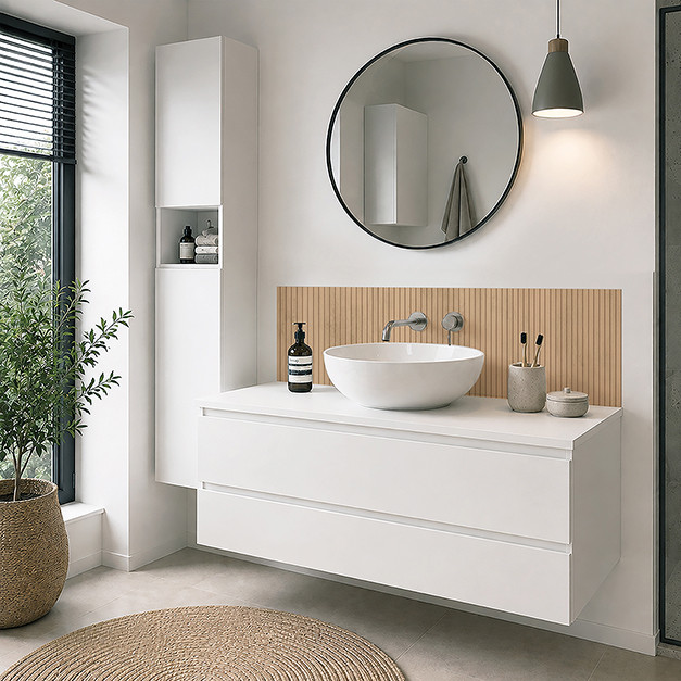 Panneau mural douche Décofast bois Chene Tasseaux Fins Naturel design et étanche