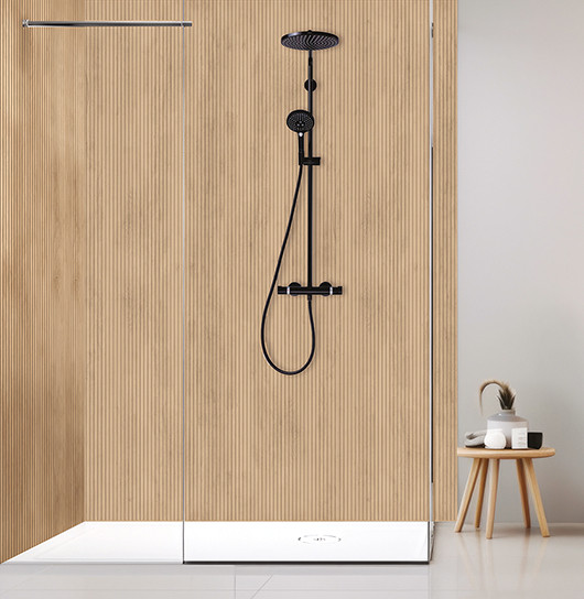 Panneau mural douche Décofast bois Chene Tasseaux Fins Naturel design et étanche