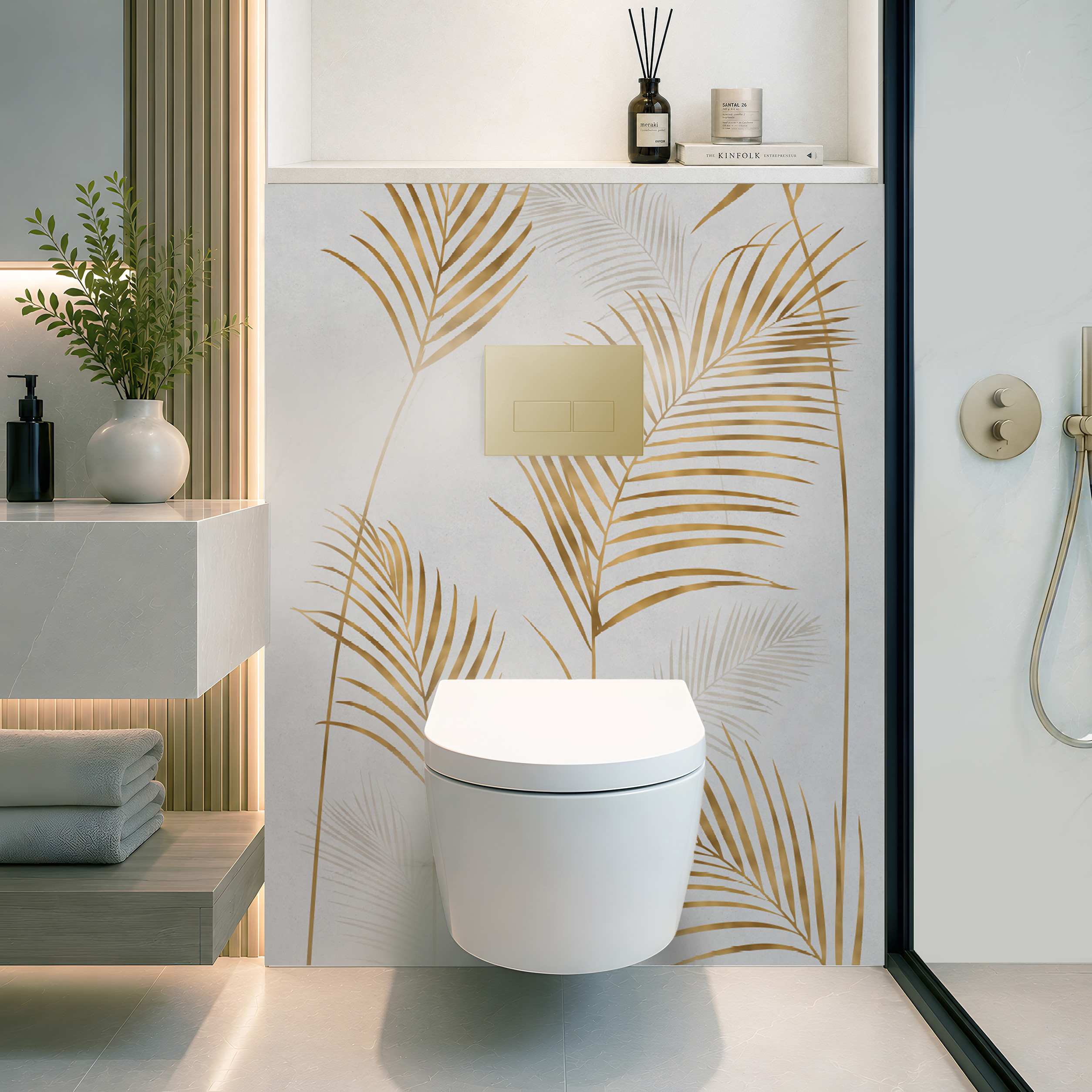 Panneau mural douche Décofast végétalis Palmes D'or design et étanche