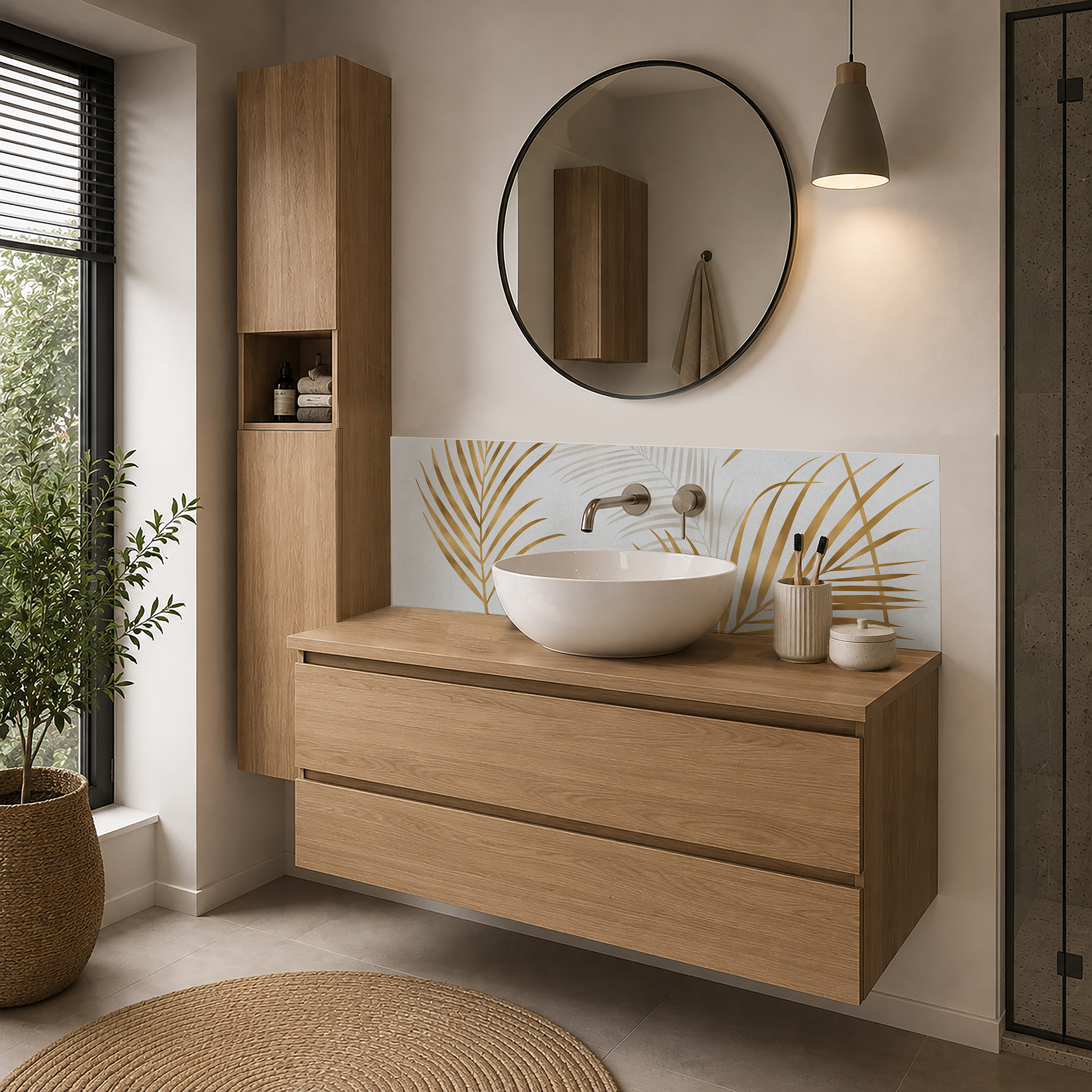 Panneau mural douche Décofast végétalis Palmes D'or design et étanche