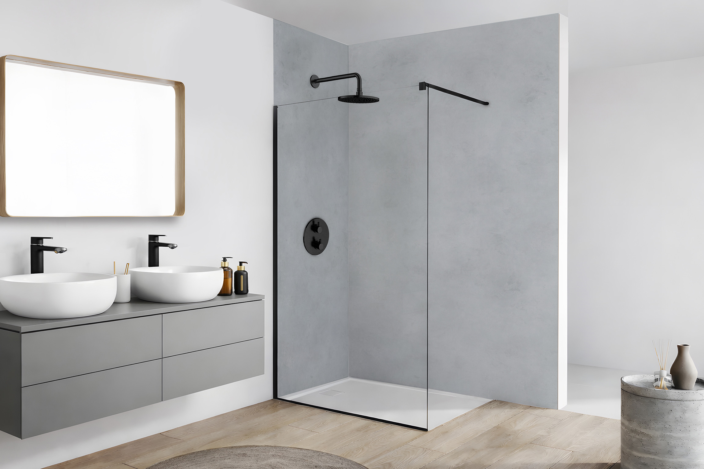 Panneau mural douche Décofast loft Beton Gris Cire design et étanche
