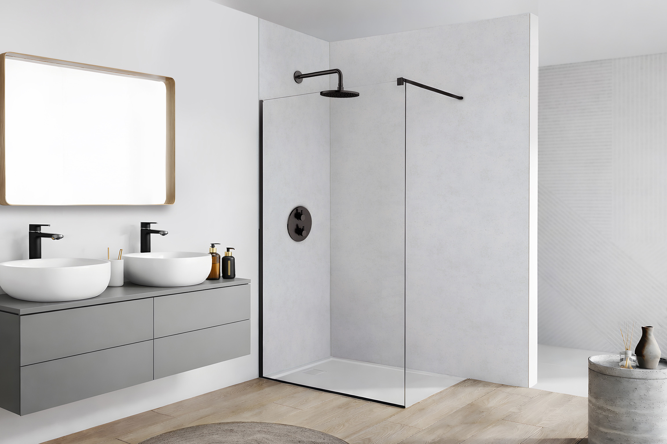 Panneau mural douche Décofast loft Beton Gris Clair design et étanche