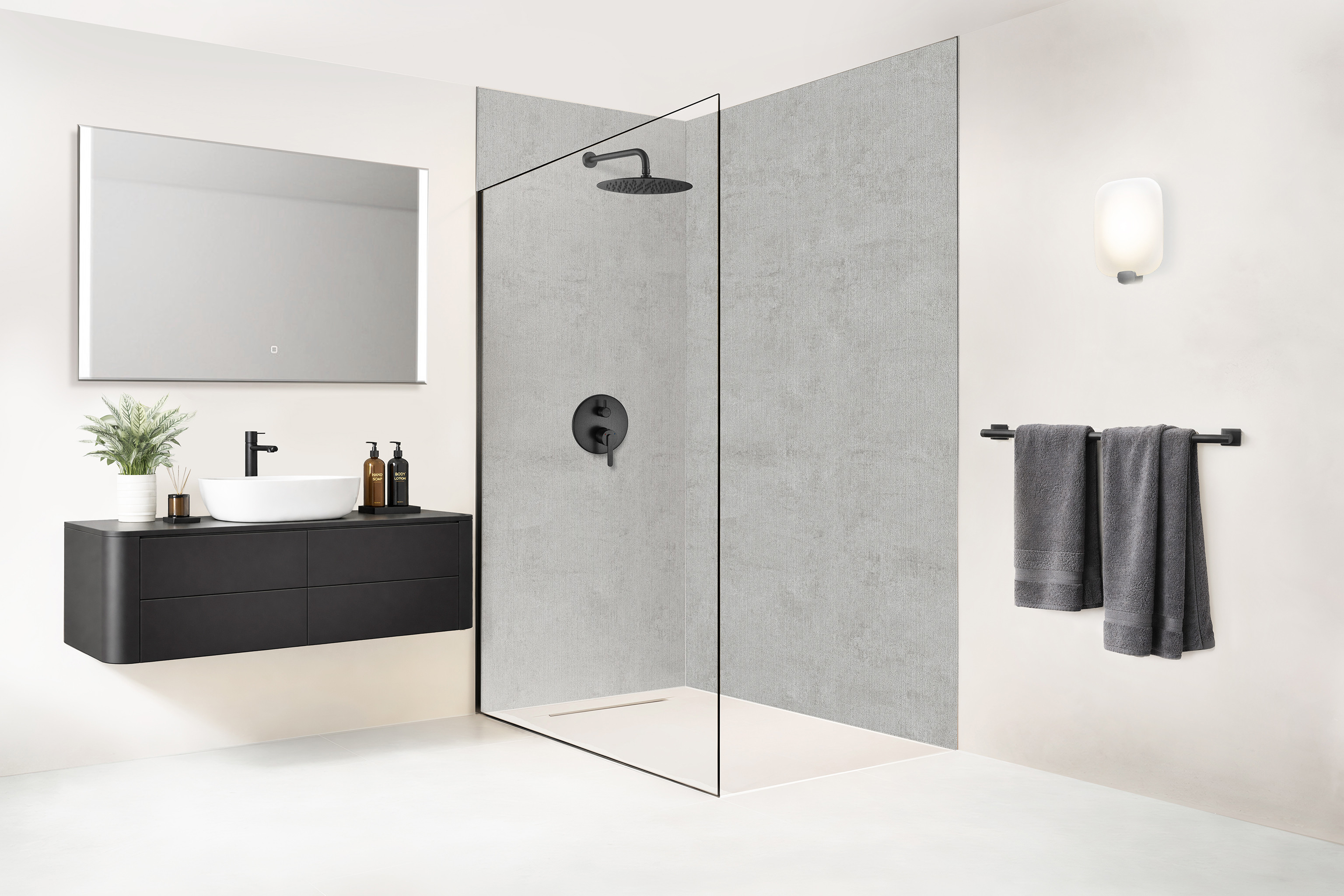 Panneau mural douche Décofast loft Ciment Brossé design et étanche