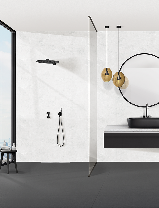 Panneau mural douche Décofast loft Ciment Clair design et étanche