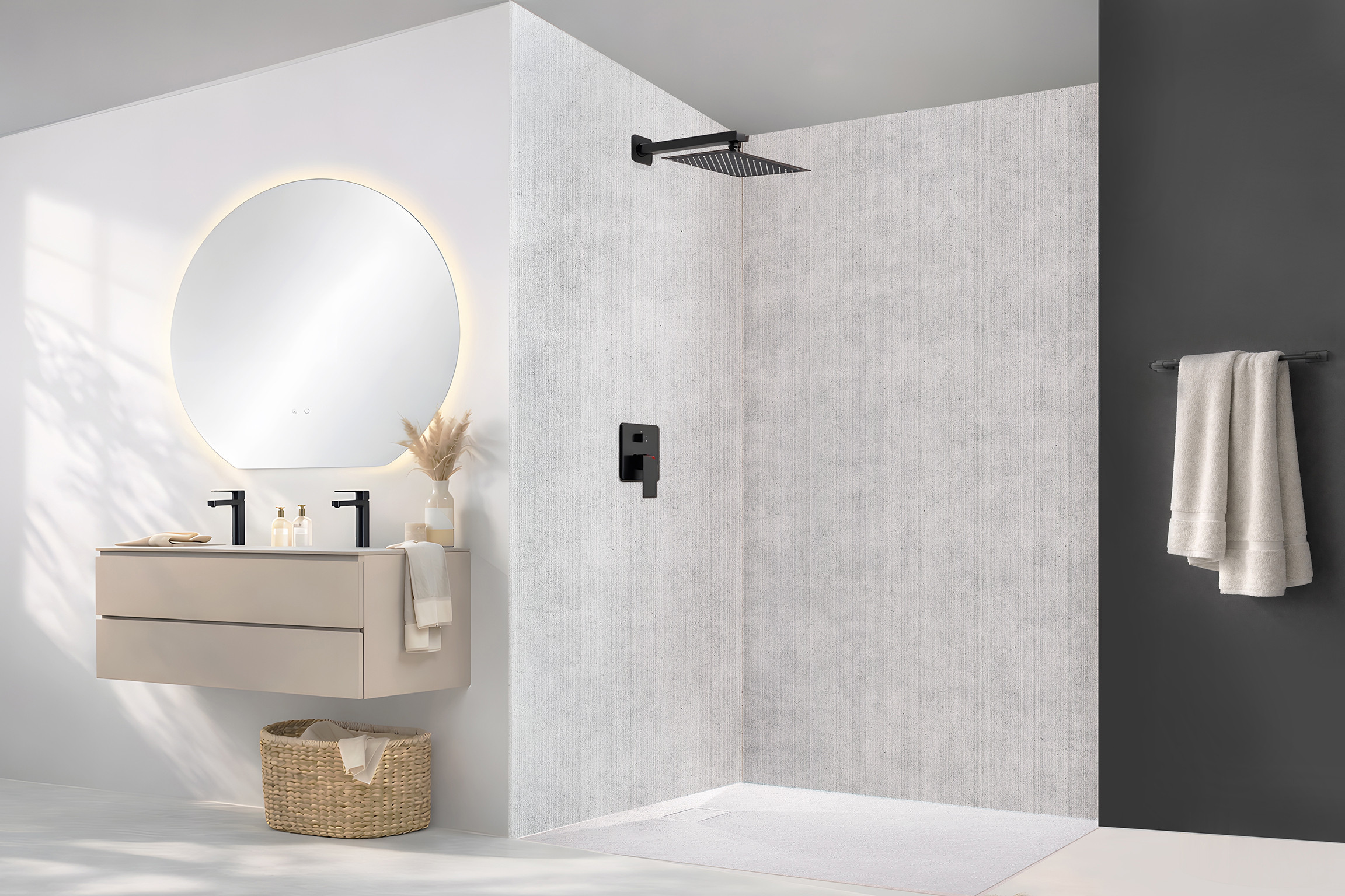 Panneau mural douche Décofast loft Ciment Clair Brossé design et étanche