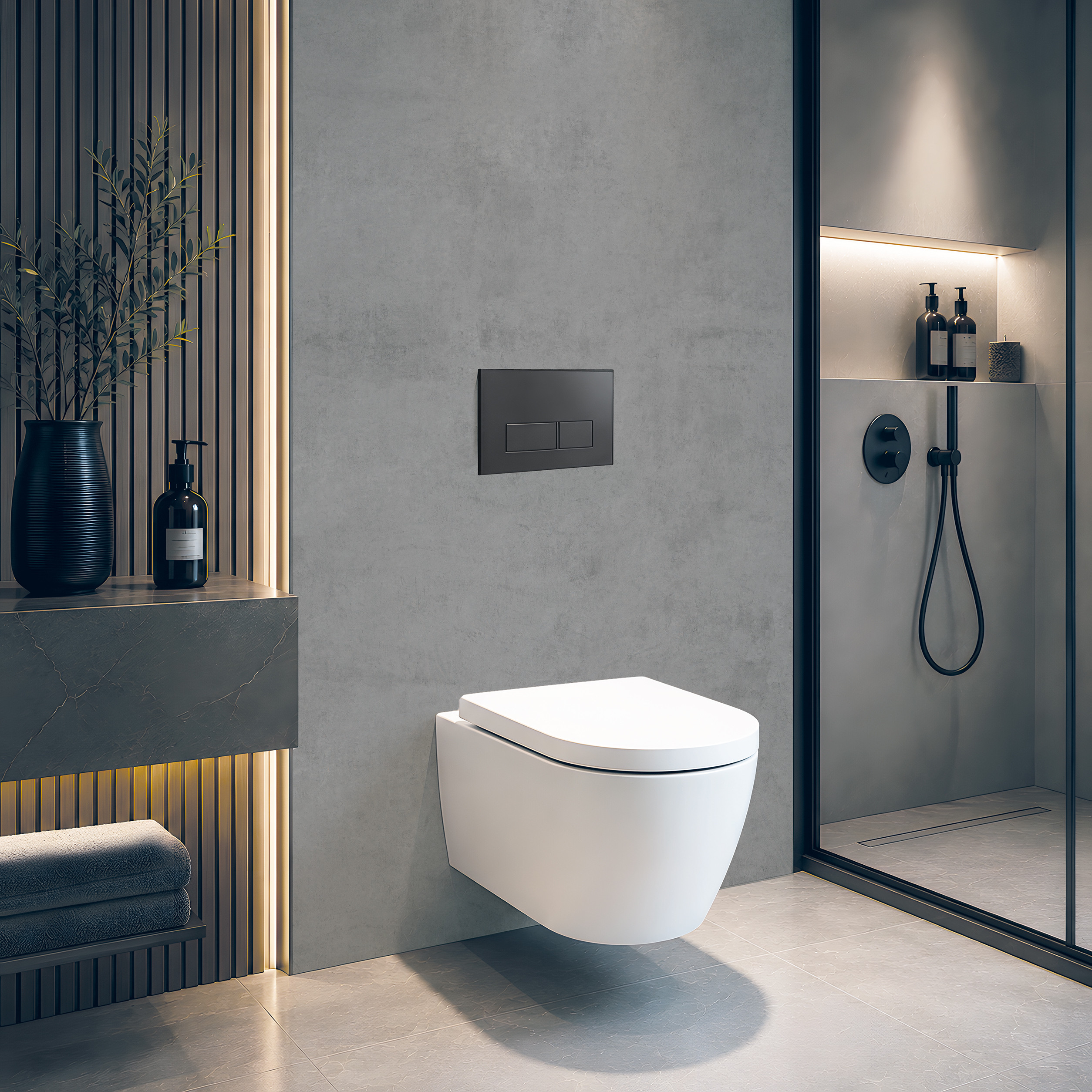 Panneau mural douche Décofast loft Ciment Fonce design et étanche