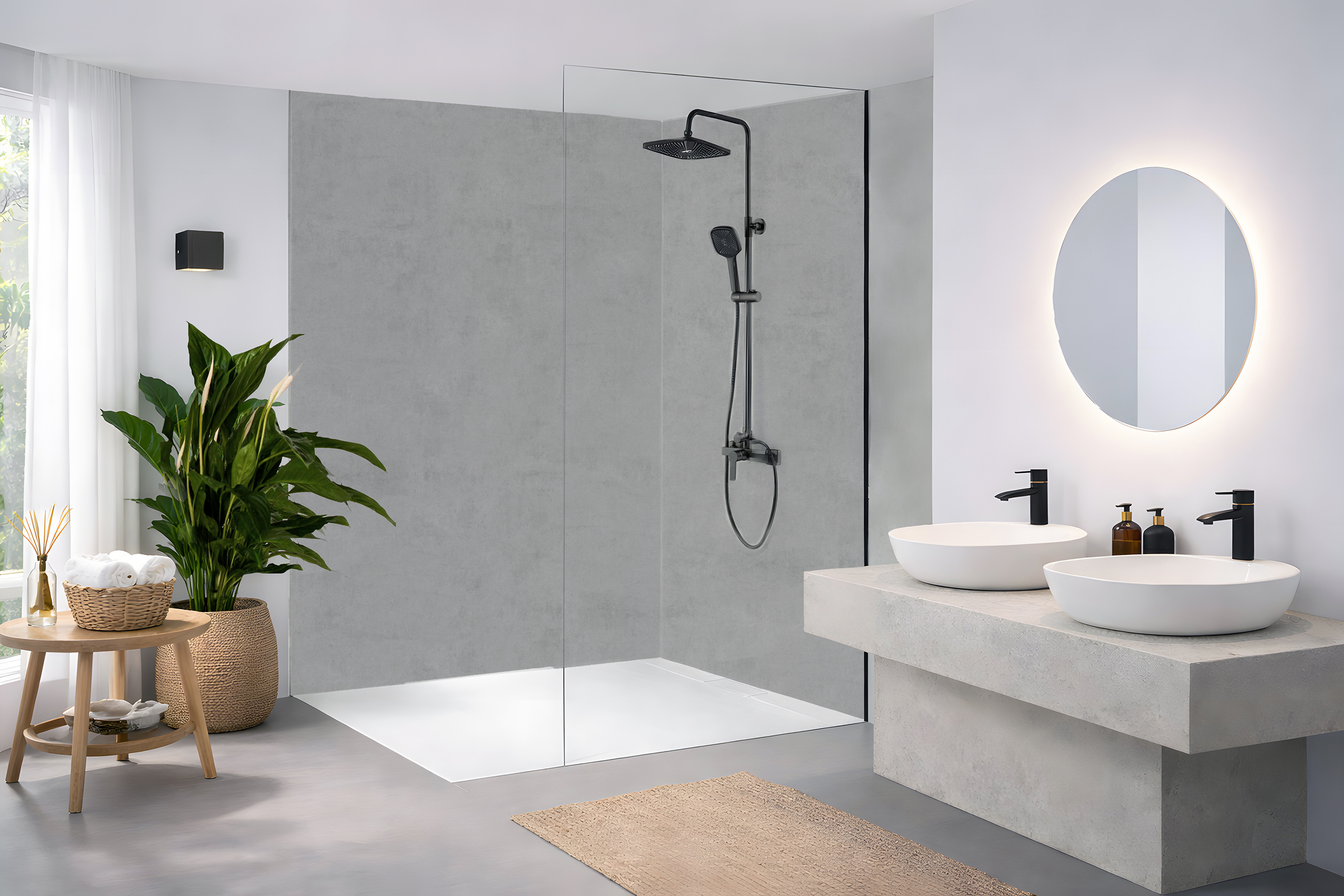 Panneau mural douche Décofast loft Ciment Fonce design et étanche