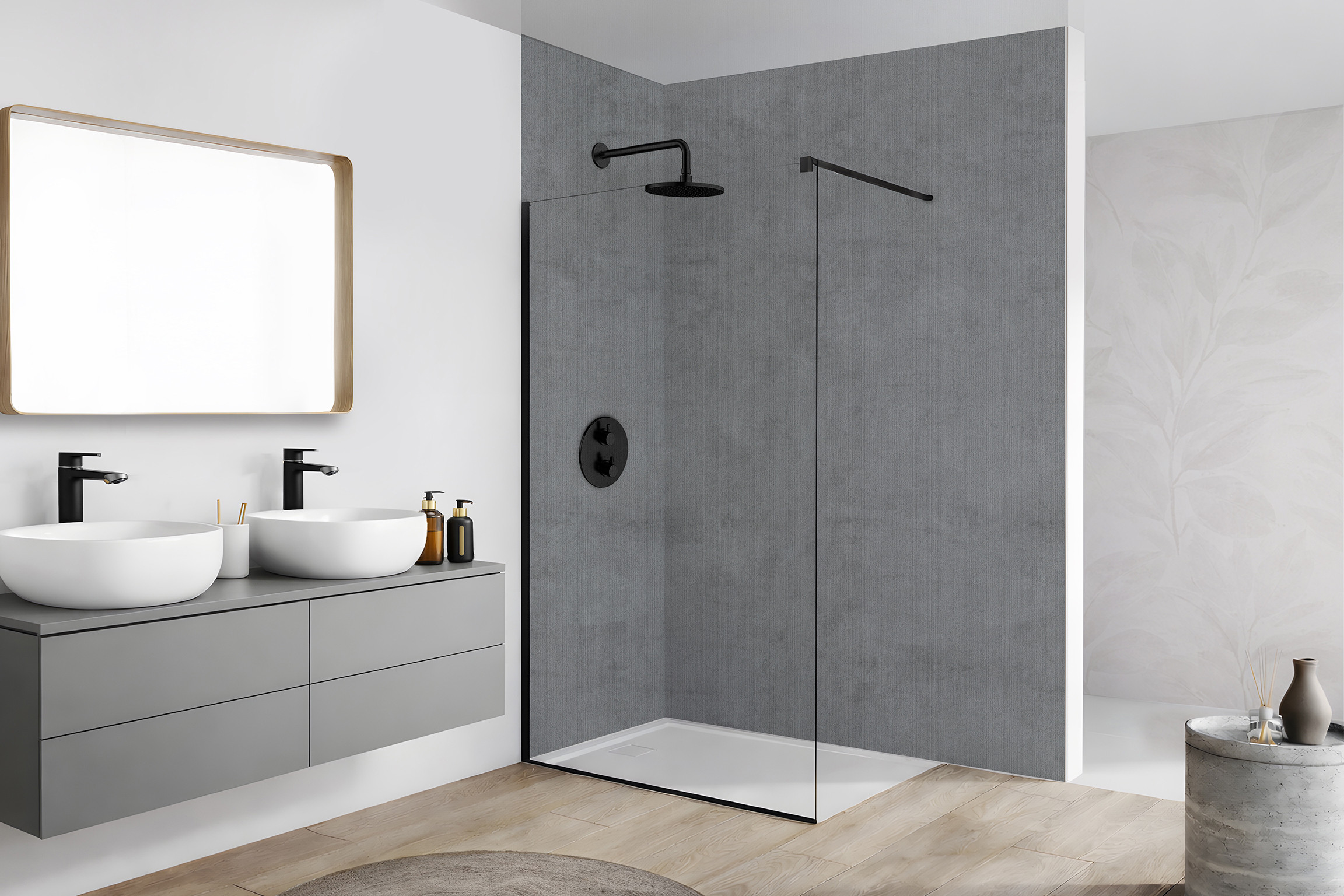 Panneau mural douche Décofast loft Ciment Fonce Brossé design et étanche