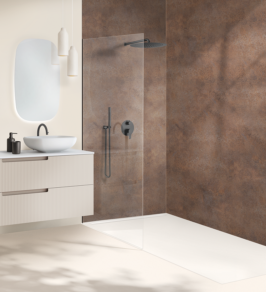 Panneau mural douche Décofast loft Corten Cuivre design et étanche
