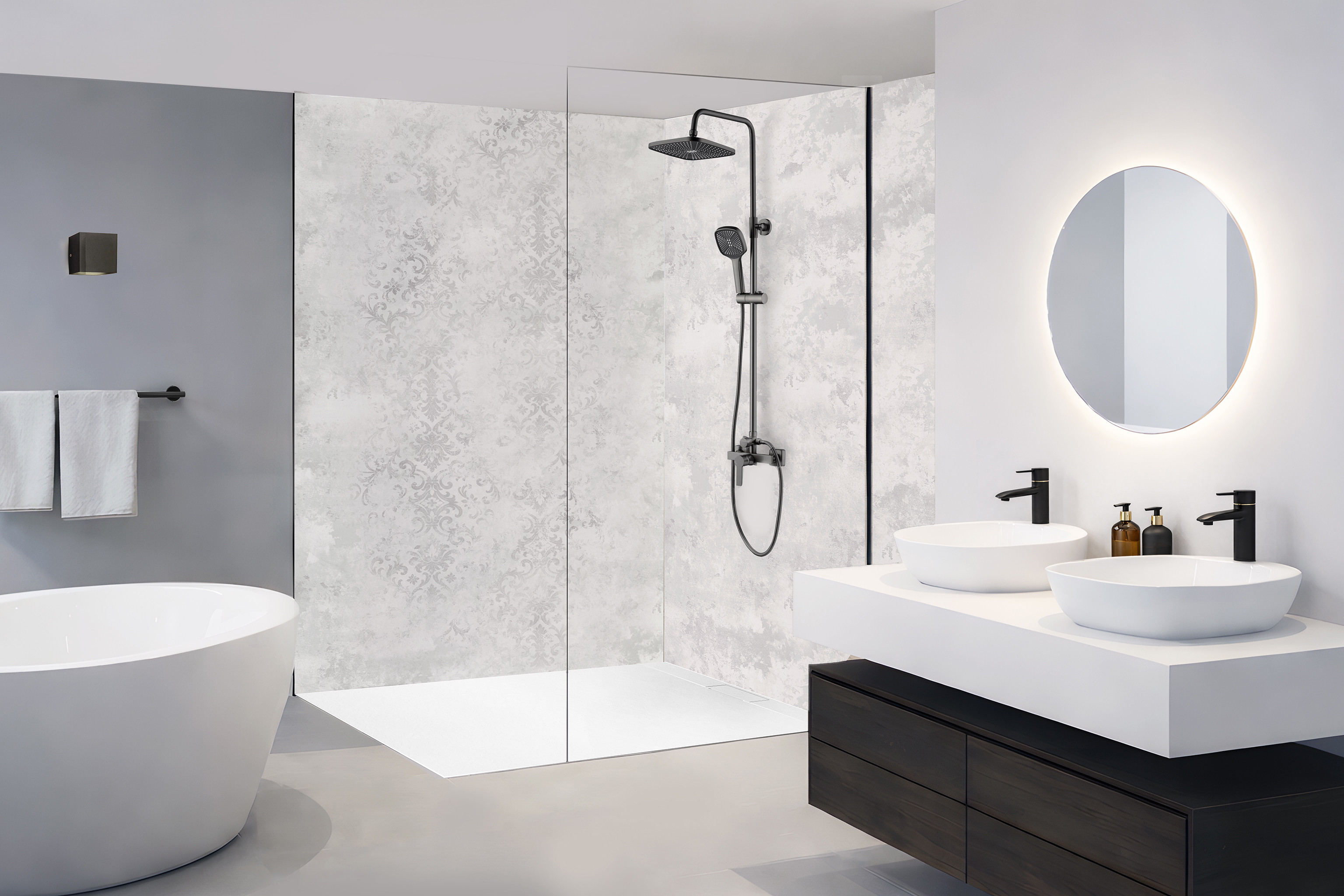 Panneau mural douche Décofast mineral Pierre De Lune Floral design et étanche