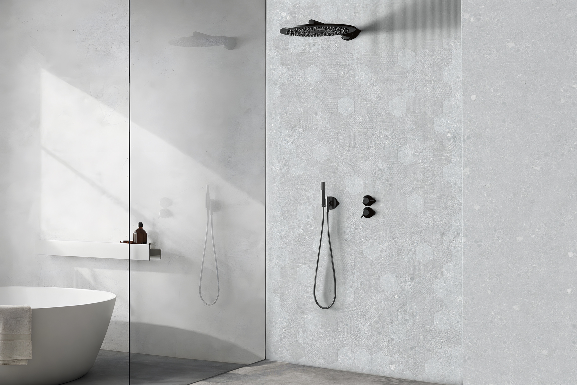 Panneau mural douche Décofast mineral Terrazzo Geometrique design et étanche