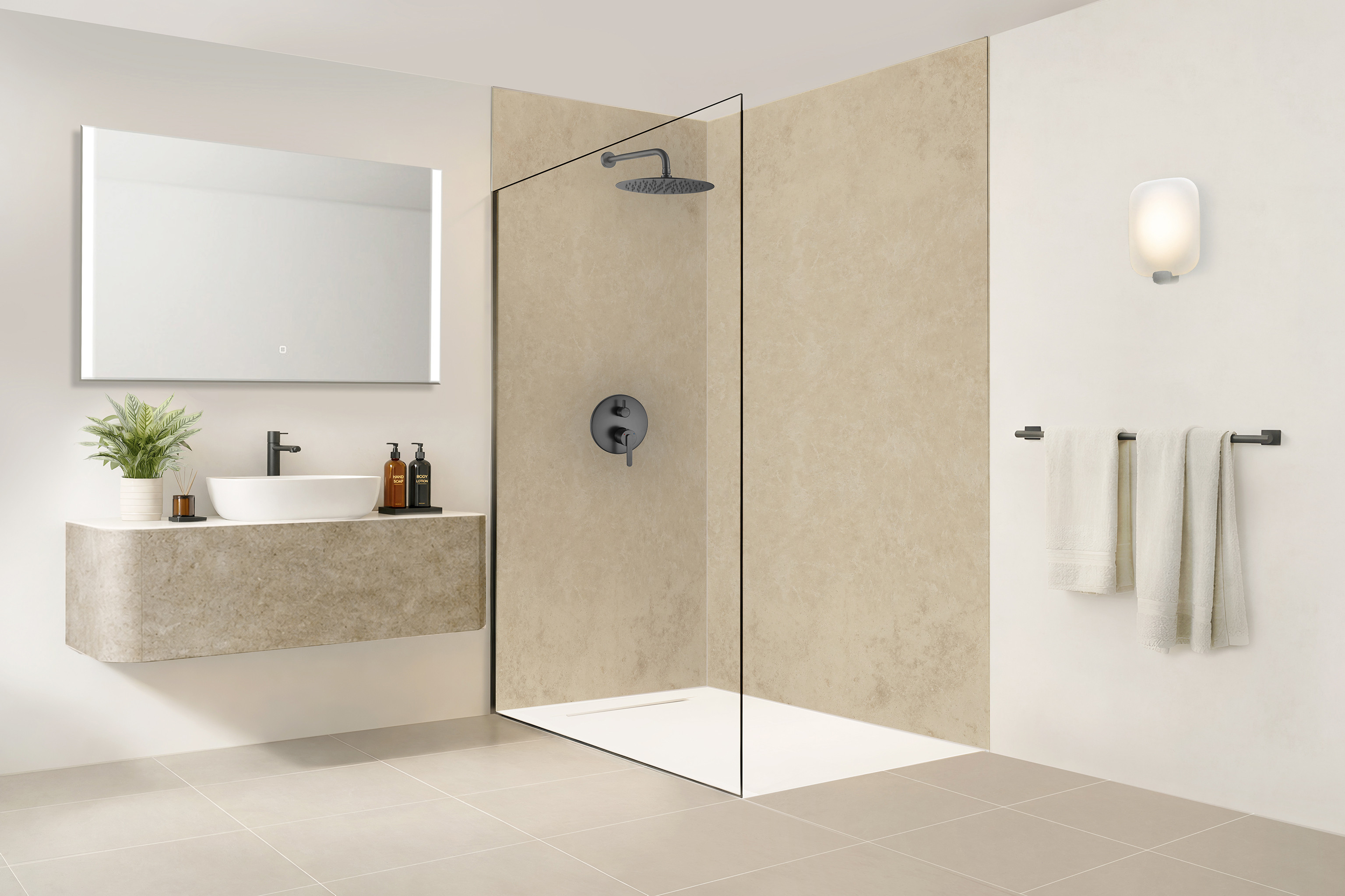 Panneau mural douche Décofast mineral Travertin Clair design et étanche