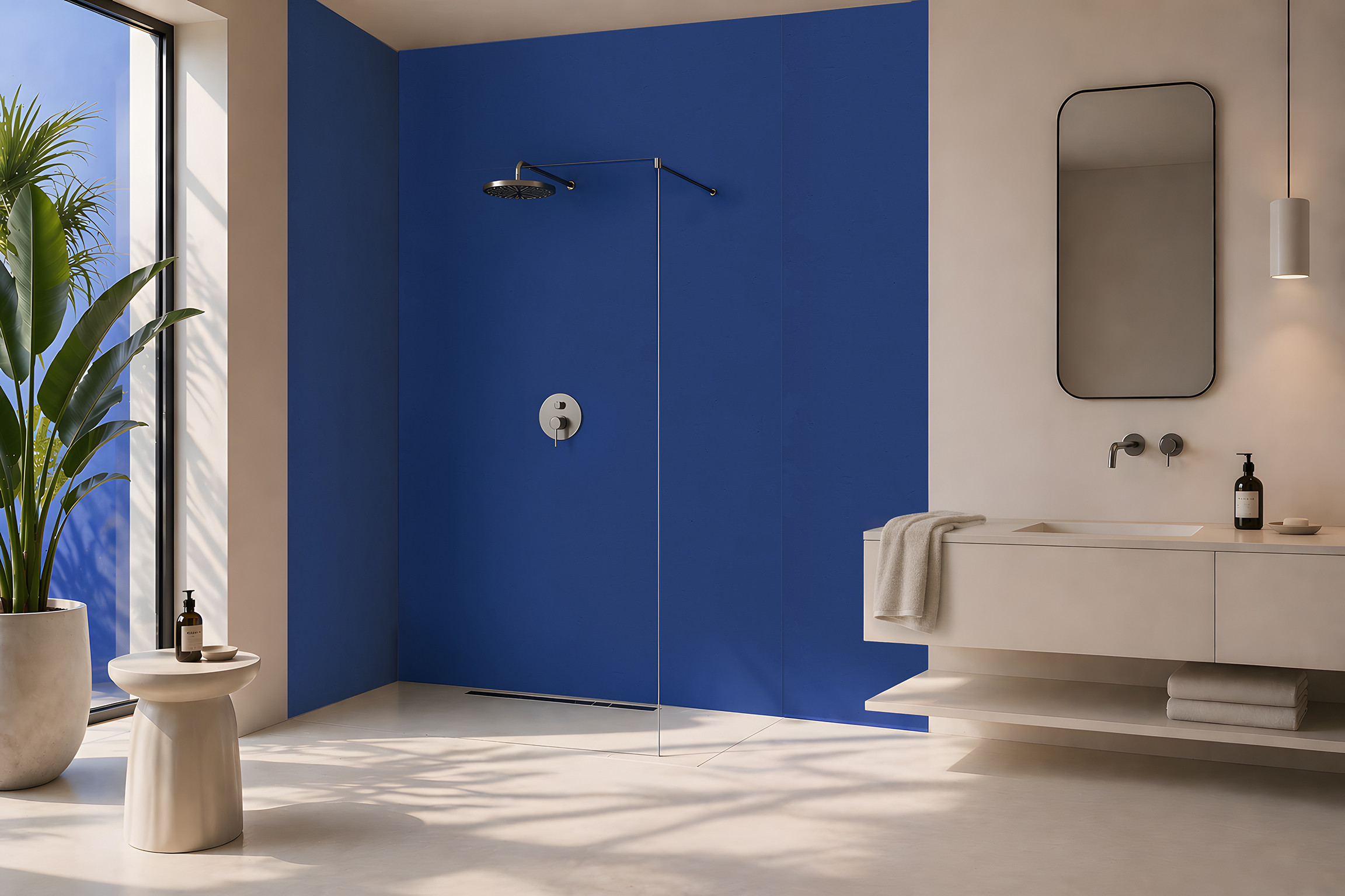 Panneau mural douche Décofast signature margaux keller ab Bleu Majorelle design et étanche