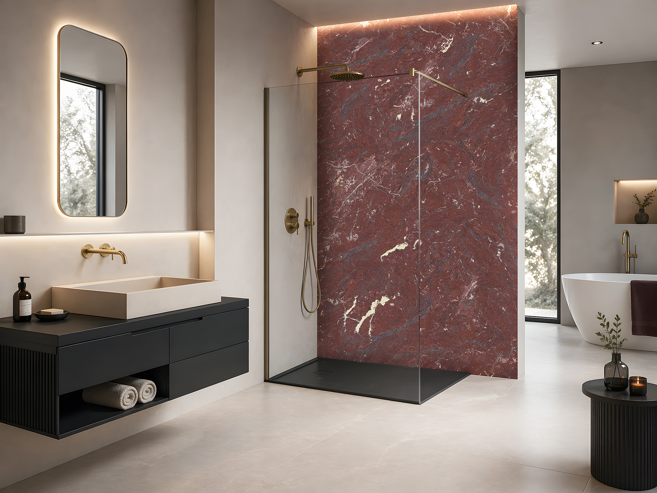 Panneau mural douche Décofast signature margaux keller ab Marbre Royal design et étanche