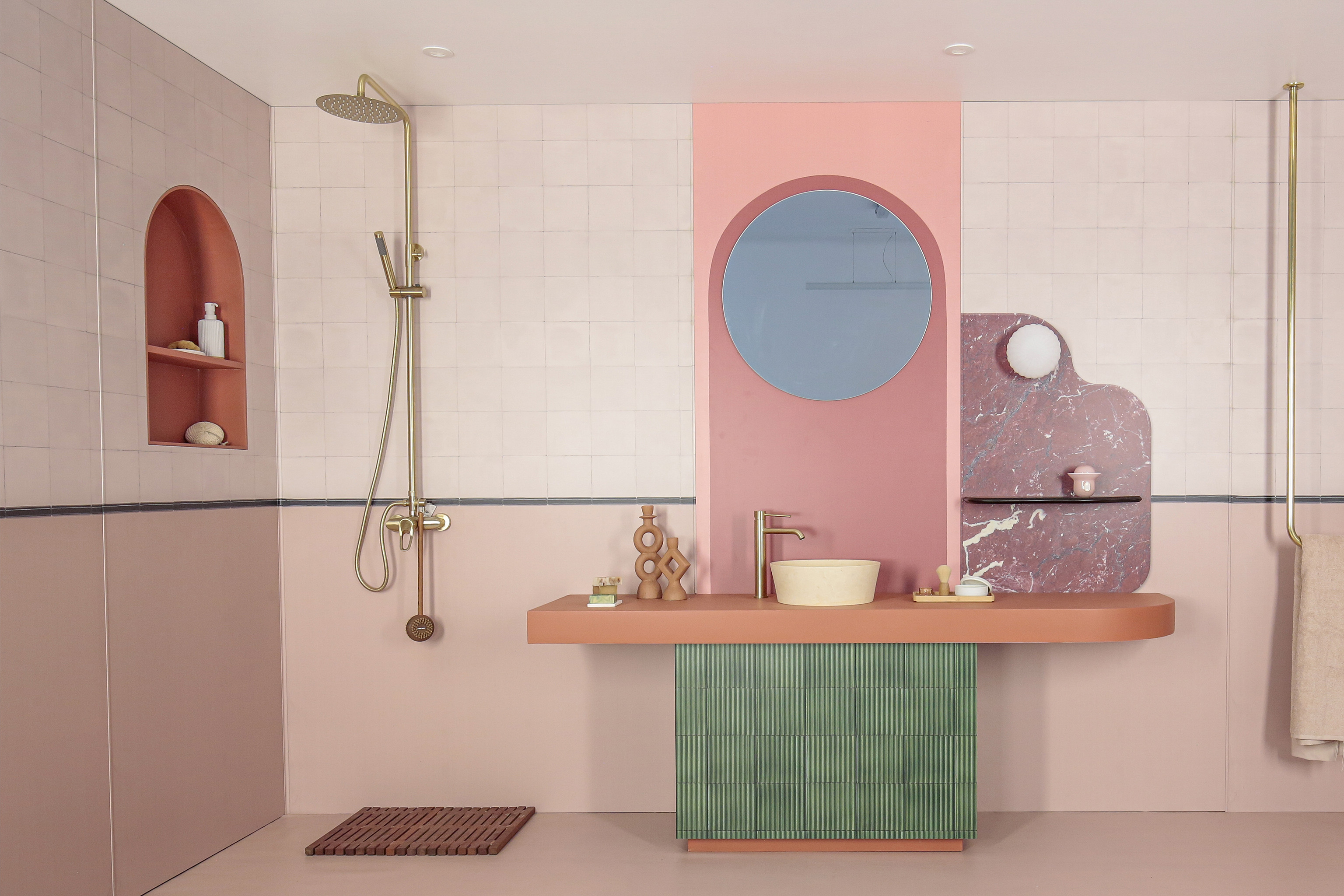 Panneau mural douche Décofast signature margaux keller ab Mix Ciment Listel design et étanche