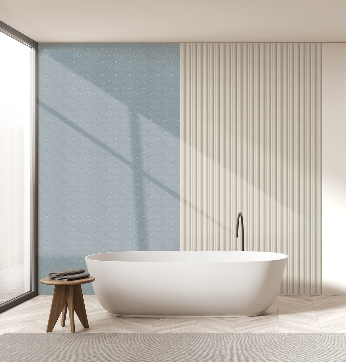 Panneau mural douche Décofast collector Ecailles Denim design et étanche