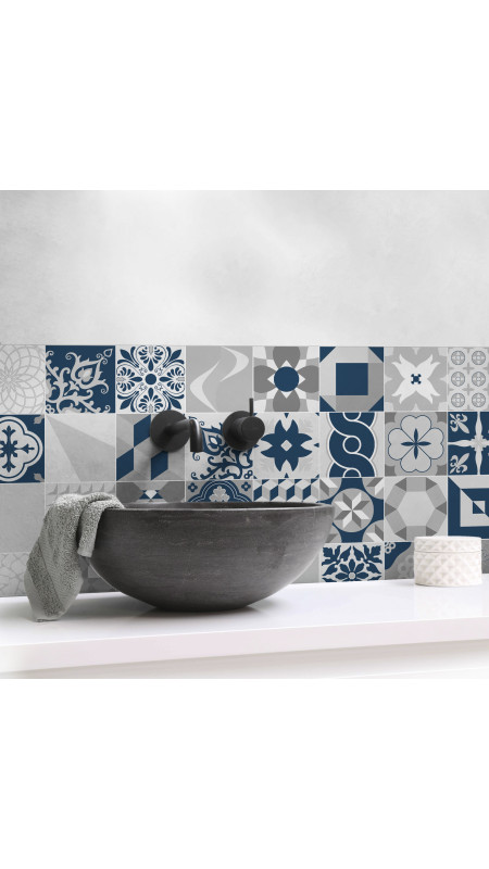 Panneau mural douche Décofast collector Patchwork Bleu design et étanche