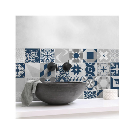 Panneau mural douche Décofast collector Patchwork Bleu design et étanche