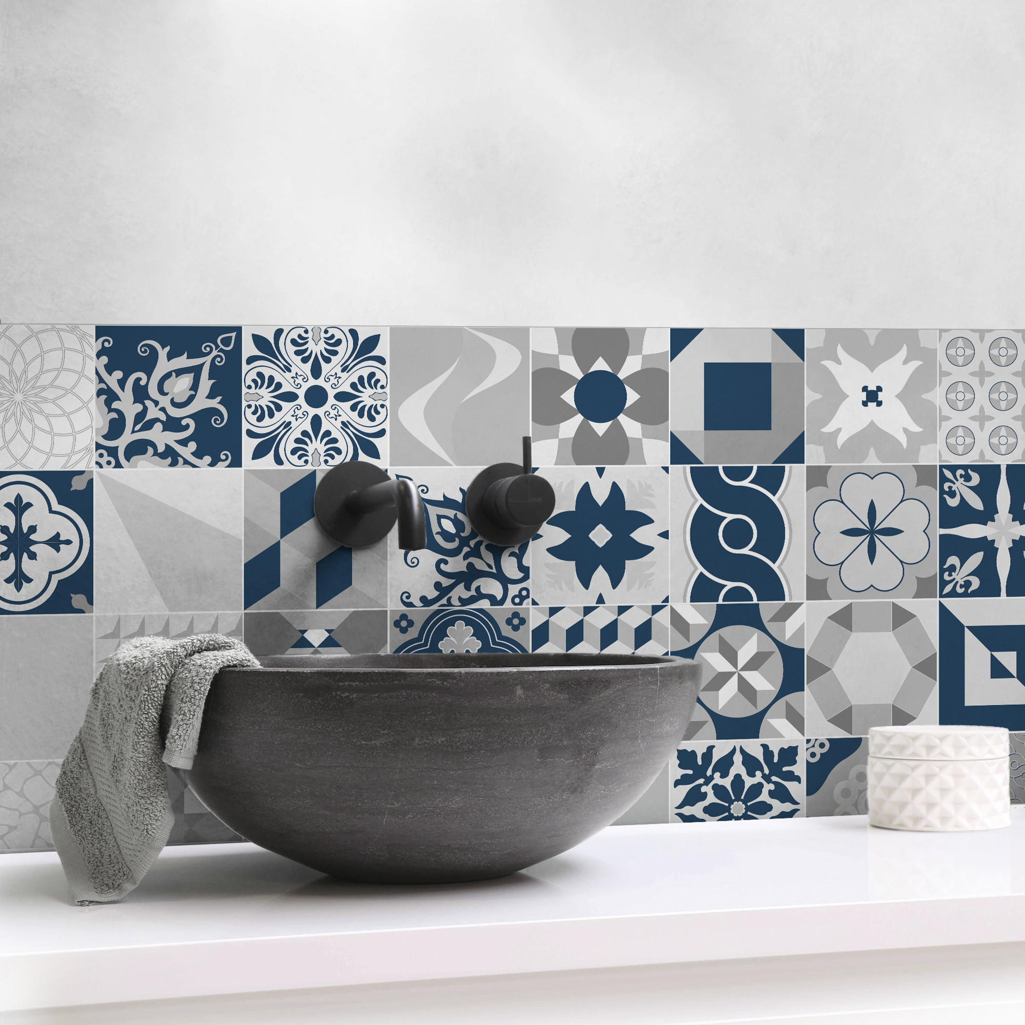 Panneau mural douche Décofast collector Patchwork Bleu design et étanche