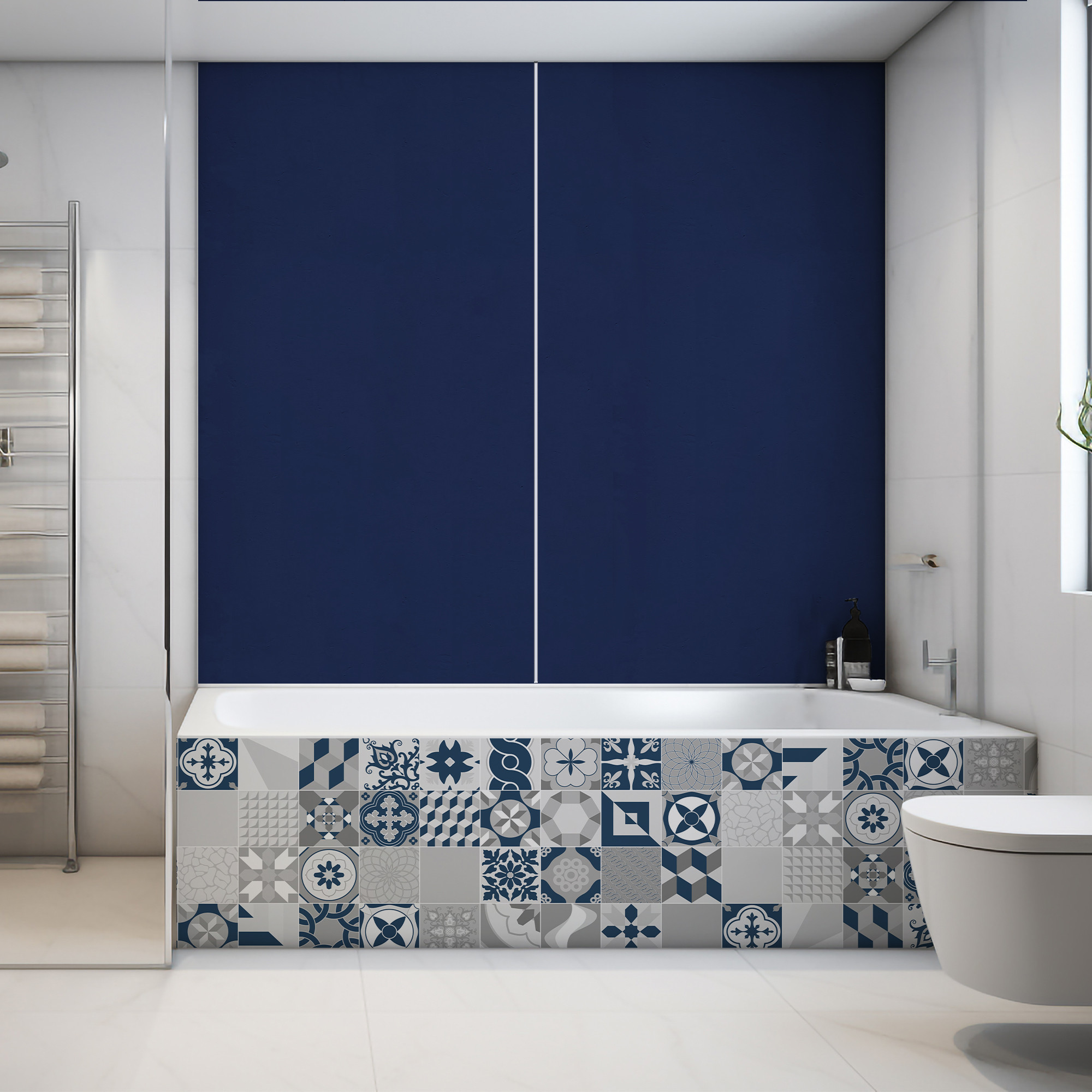 Panneau mural douche Décofast collector Patchwork Bleu design et étanche