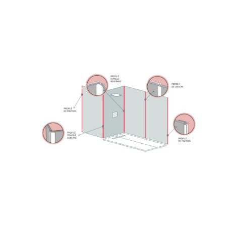 Profilé Décofast angle sortant gris 2020x10 mm pour panneau mural 6mm