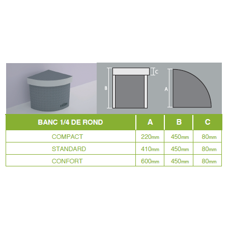 Banc HANANO 1/4 rond - Lazer