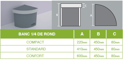 Banc HANANO 1/4 rond - Lazer