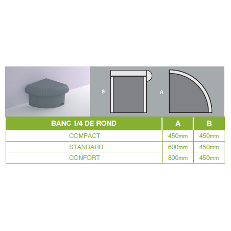 Banc ATIKA 1/4 rond - Lazer