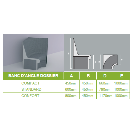 Banc ATIKA avec dossier angle - Lazer
