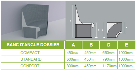 Banc ATIKA avec dossier angle - Lazer