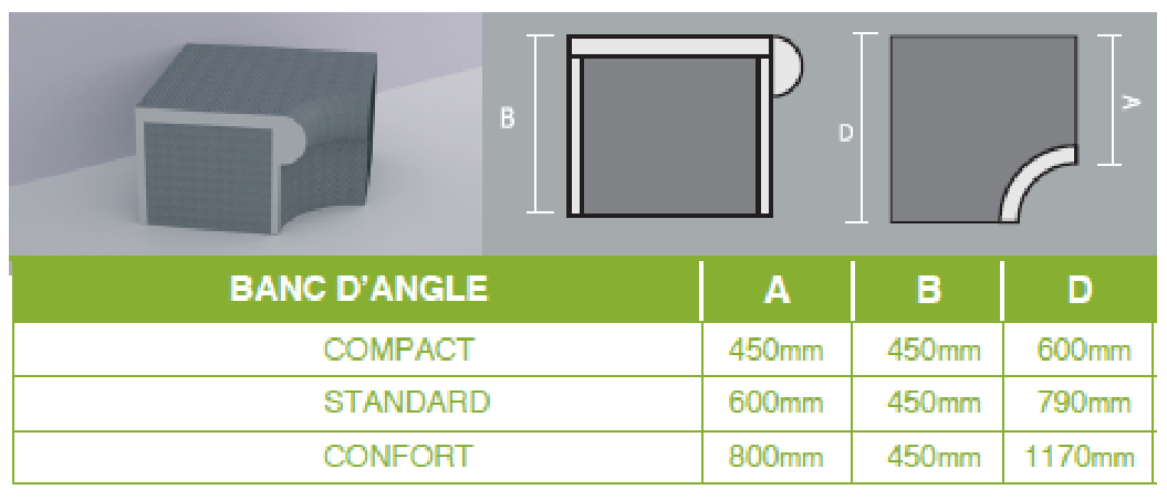 Banc ATIKA avec angle - Lazer