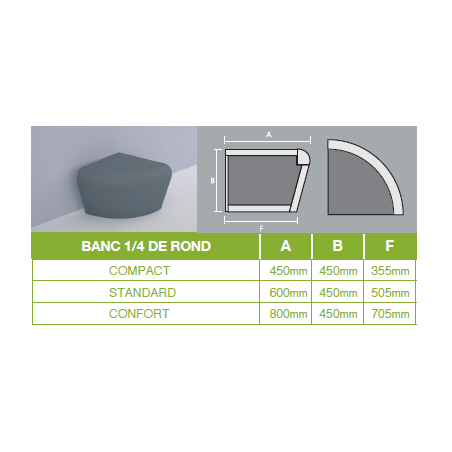 Banc SARAFON 1/4 rond - Lazer