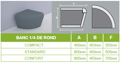 Banc SARAFON 1/4 rond - Lazer