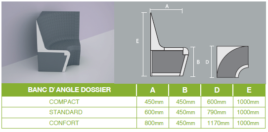 Banc SARAFON avec dossier angle - Lazer