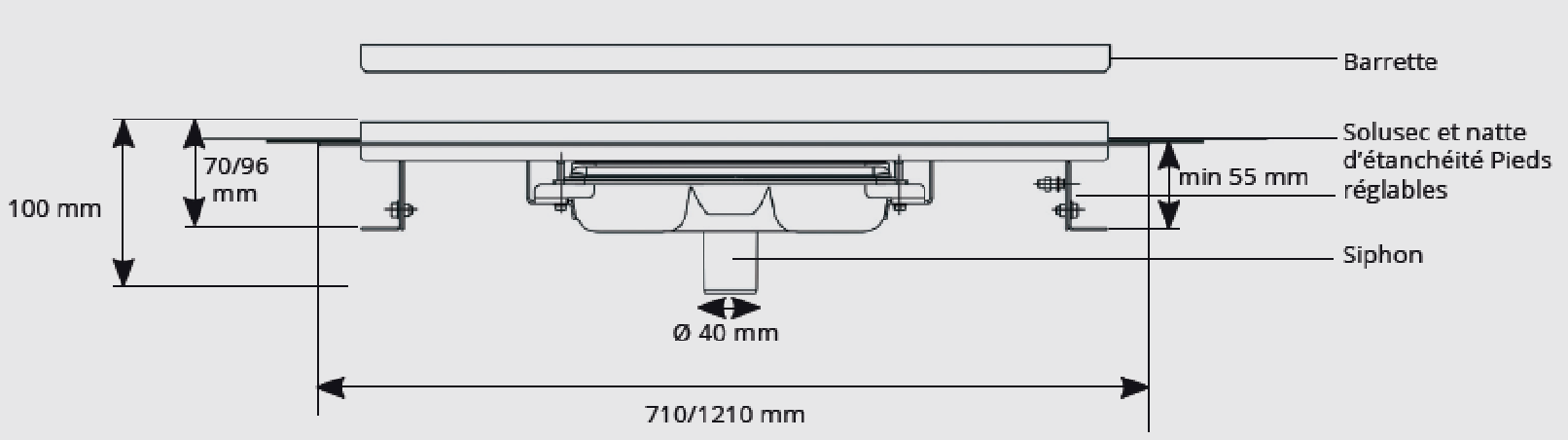 Caniveau inox Solusec linéal - Lazer