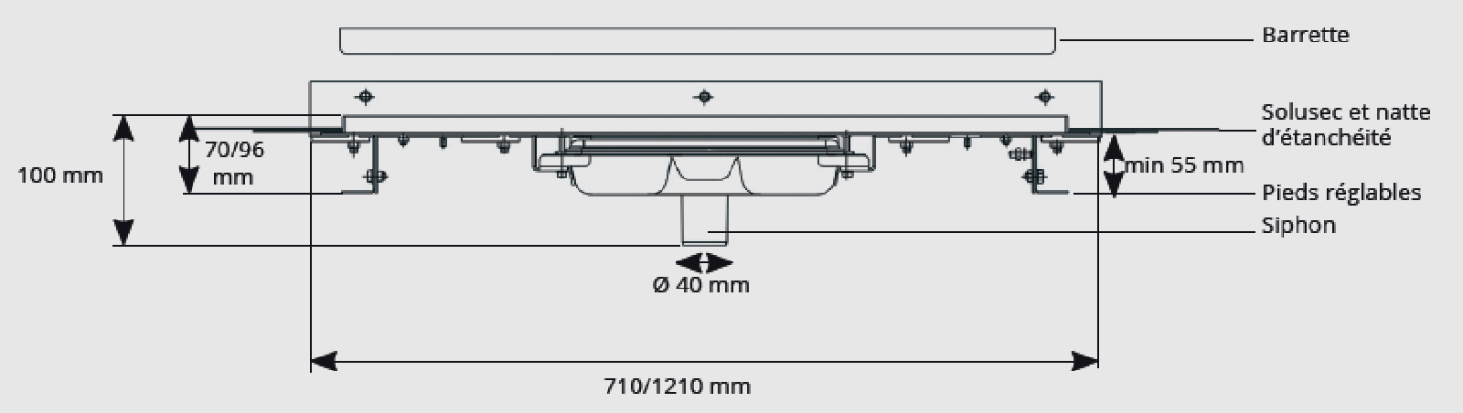 Caniveau inox Solusec linéal - Lazer