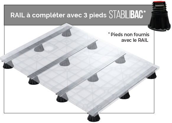 RAIL POUR PIED DE RECEVEUR STABILIBAC, ULTRA RESISTANT - Lazer