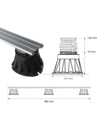 StabiliRail pour pose de receveur 75x105x880 mm - Lazer