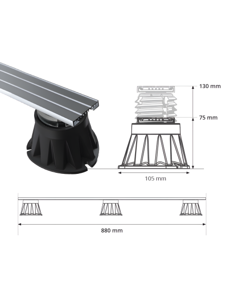 StabiliRail pour pose de receveur 75x105x880 mm - Lazer